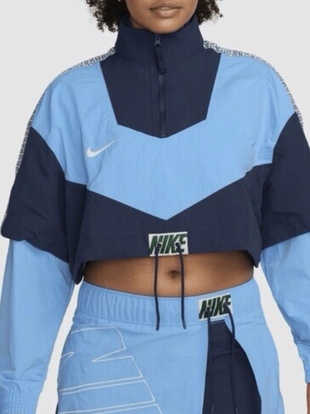 Nike Women’s Sky Blue & Navy Cropped Windbreaker Jacket